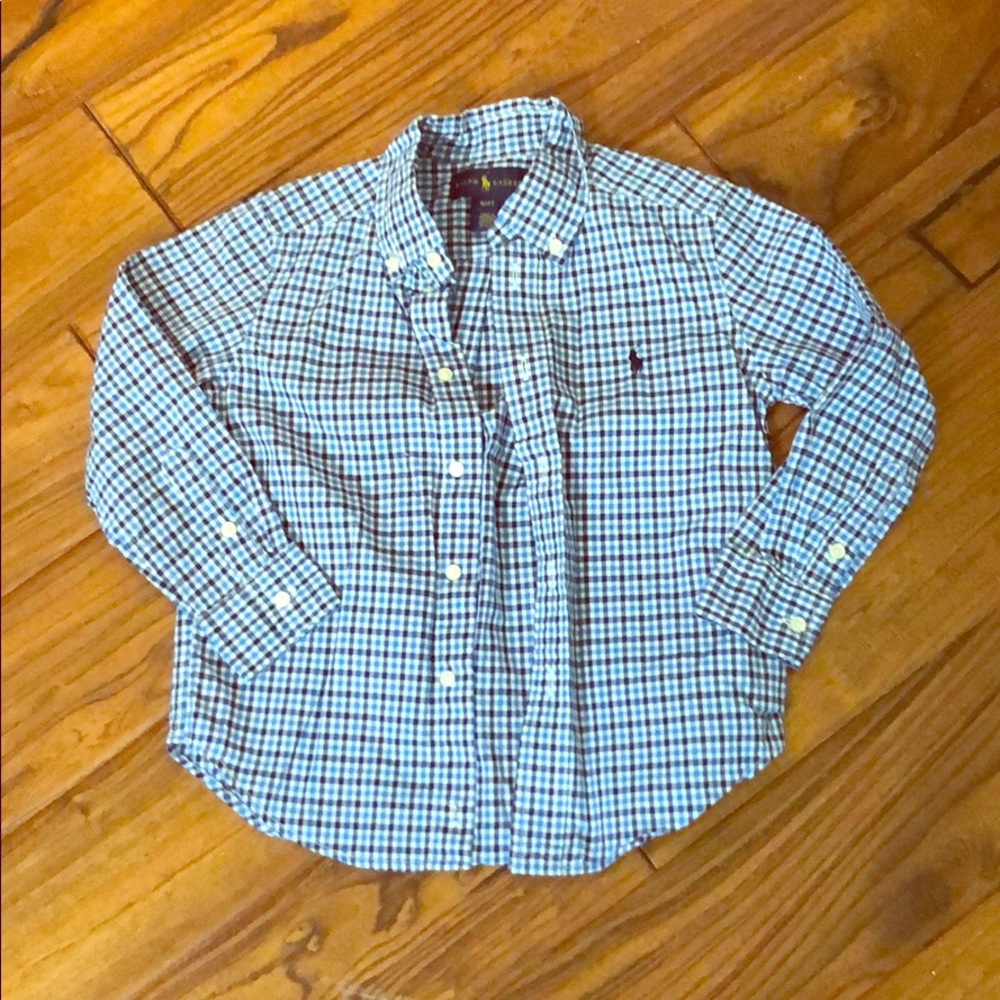 3/$20 Blue Check 4T Ralph Lauren Button Down LS
